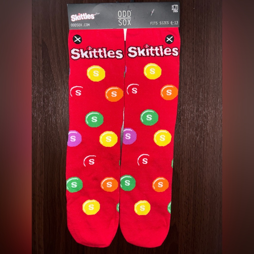 SKITTLES ODD SOX NOVELTY CREW SOCKS NWT MEN’S SHOE SIZE 6-13